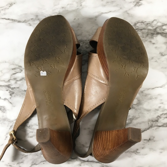 Franco Sarto Peep Toe Sling Back Sandal Heels - Picture 3 of 5